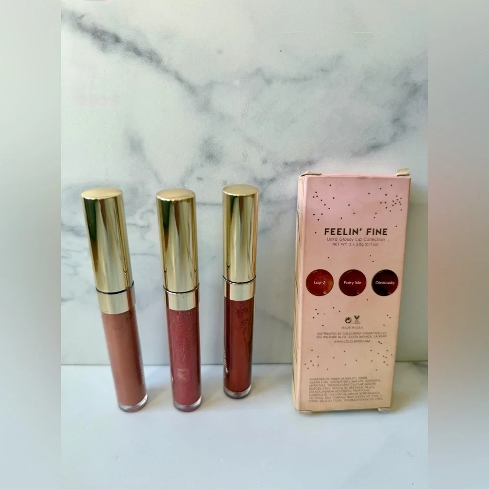 NEW IN BOX ColourPop “Feelin’ Fine” Ultra Glossy Lip Collection (Set of 3)